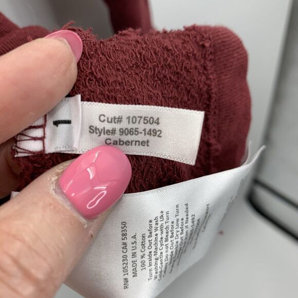 Current Elliott Size 1 S Sweatshirt The Ruffle Long Sleeve Red Cabernet Women’s - Picture 8 of 9